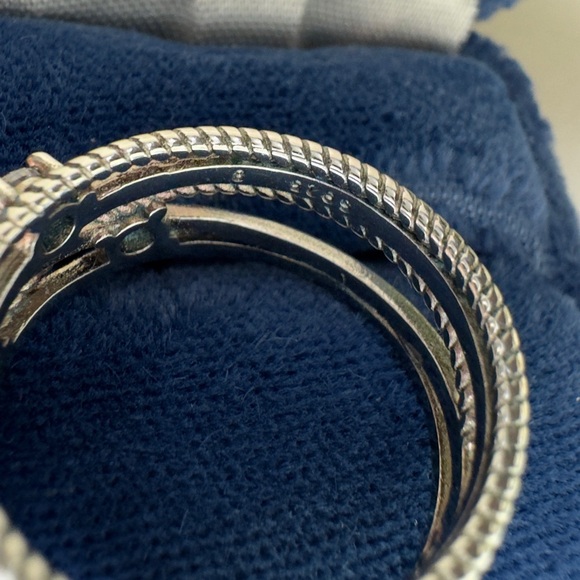 NEW! Sterling Silver Diamond Crossover multi band wide ring. Size about 8. - Picture 7 of 12